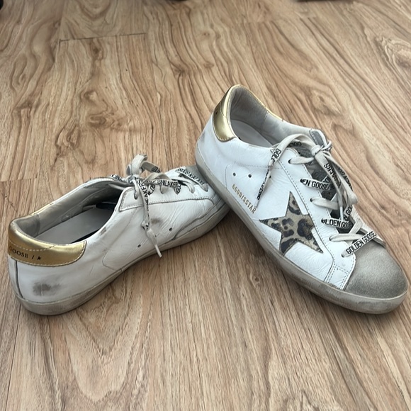 Golden Goose Superstars size 37 white with leopard spotted star and gold tab - Picture 7 of 10